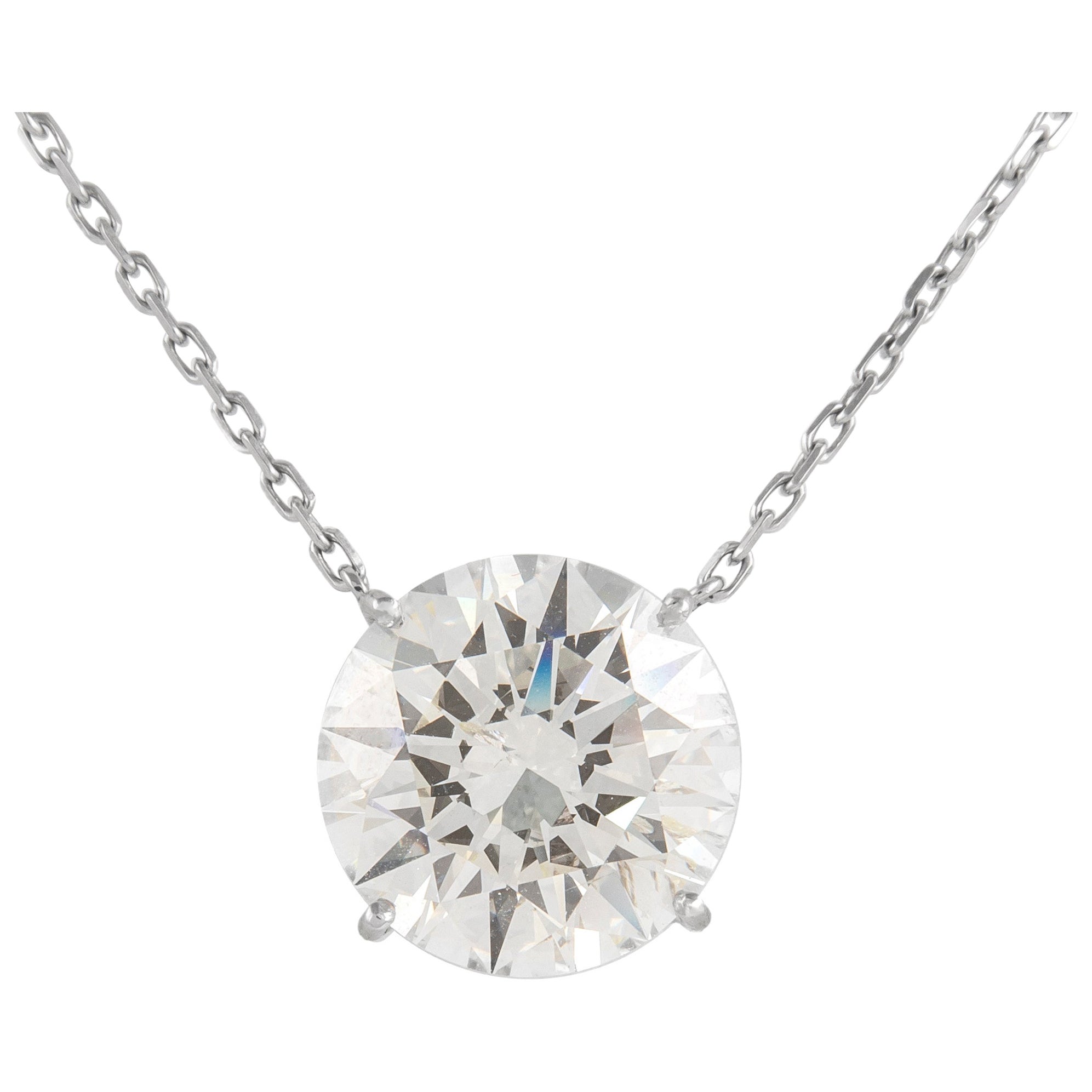 Alexander 8.43 Carats Diamond Solitaire Pendant Necklace 18k White Gold For Sale