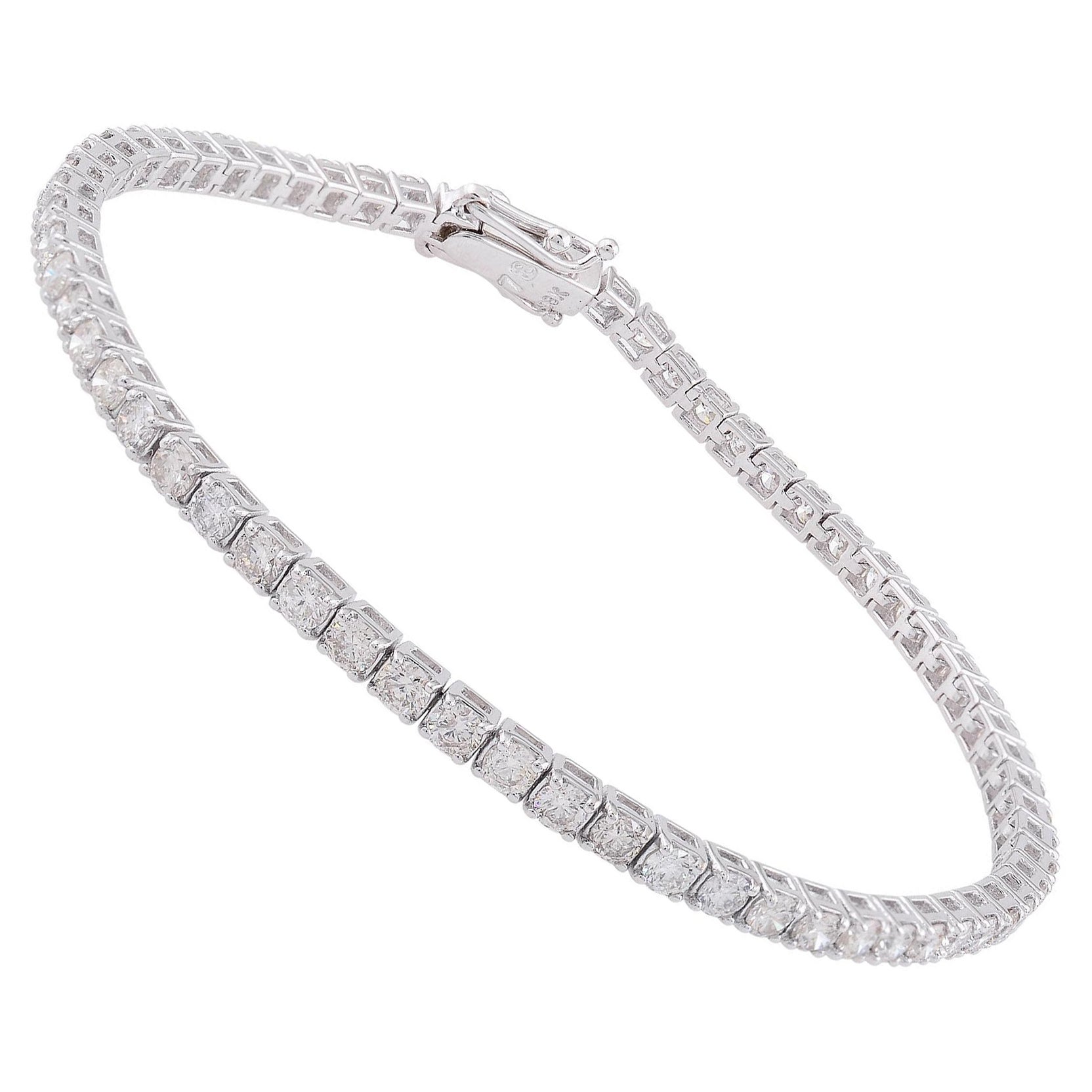3.80 Carat SI Clarity HI Color Diamond Tennis Bracelet 14k White Gold Jewelry For Sale