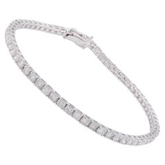 Bracelet tennis en or blanc 14 carats avec diamants de 3,80 carats de pureté SI