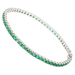 3.05 Carat Natural Emerald Gemstone Tennis Bracelet 14k White Gold Fine Jewelry