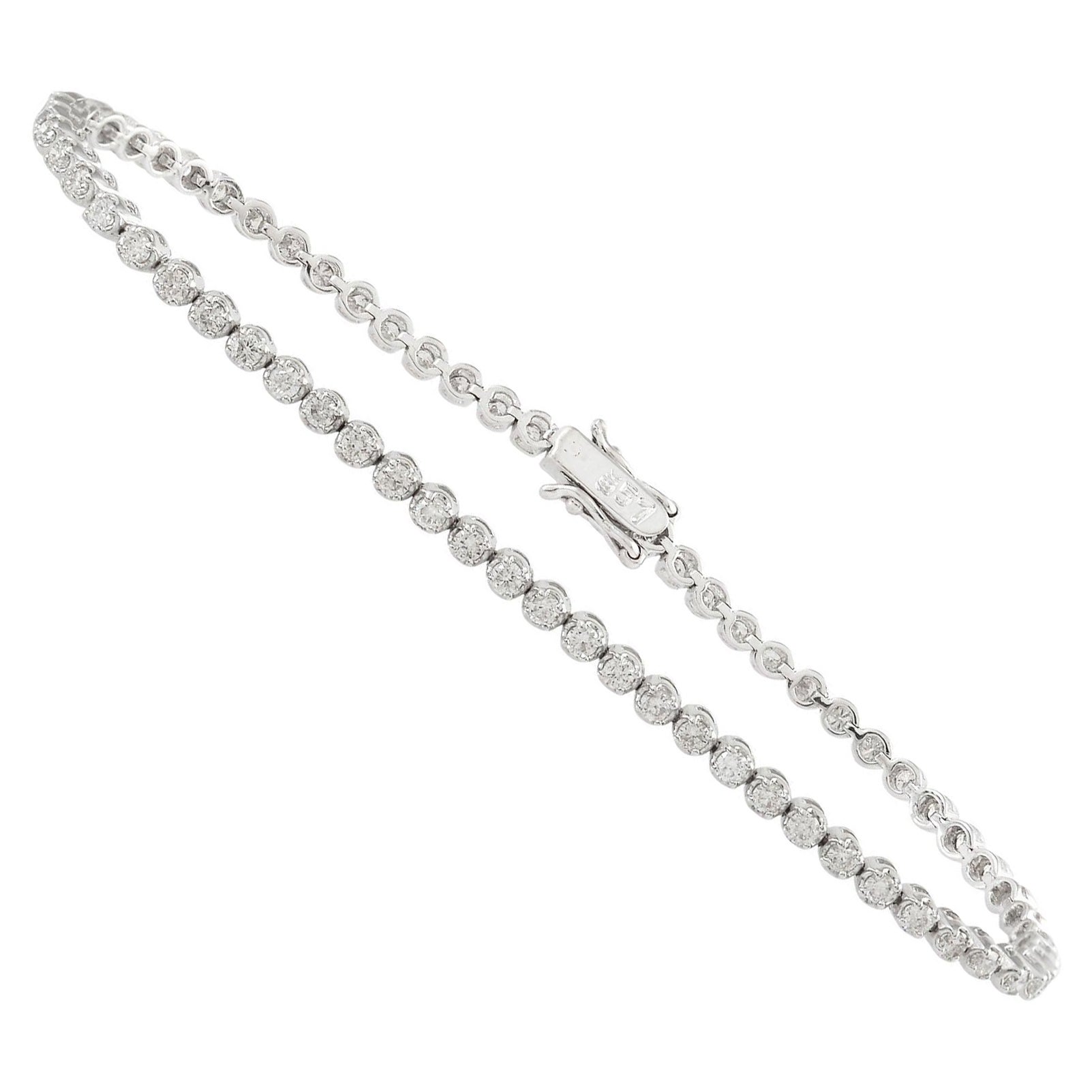 1.8 Carat SI Clarity HI Color Diamond Bracelet Solid 14k White Gold Fine Jewelry For Sale