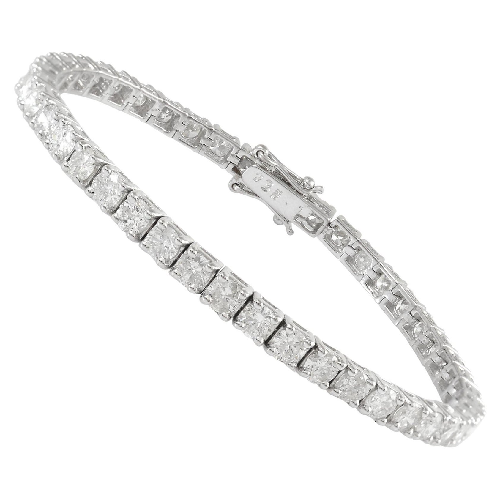 Natural 9.7 Carat SI/HI Diamond Tennis Bracelet 14 Karat White Gold Fine Jewelry For Sale