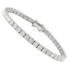 Natural 9.7 Carat SI/HI Diamond Tennis Bracelet 14 Karat White Gold Fine Jewelry