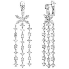 Chandelier Diamond Gold Flower Earrings 4