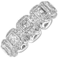 Asscher Cut Eternity Diamond Platinum Band Ring 11