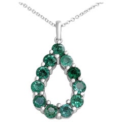 1.61 Carat Emerald, 14 Karat White Gold, Necklace with Pendant
