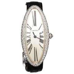 Cartier Lady's White Gold Diamond Baignoire Allongee Wristwatch