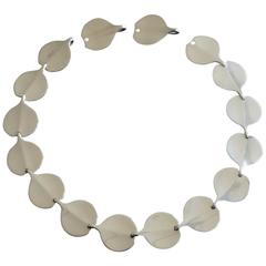 Bent Gabrielsen for Hans Hansen Denmark Modernist "Lilypad" Silver Necklace