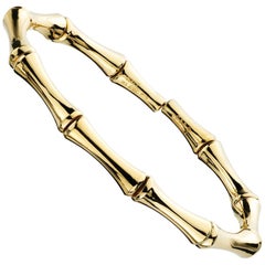 18 Karat Yellow Gold Bamboo Cuff Bracelet