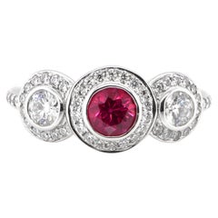 GIA Certified 0.67 Carat Burmese Ruby and Diamond Ring Set in 18k Gold