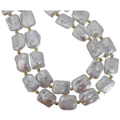 White Tile Pearl Necklace