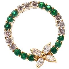 Tiffany & Co. Victoria Emerald Diamond Gold Pin Brooch 10