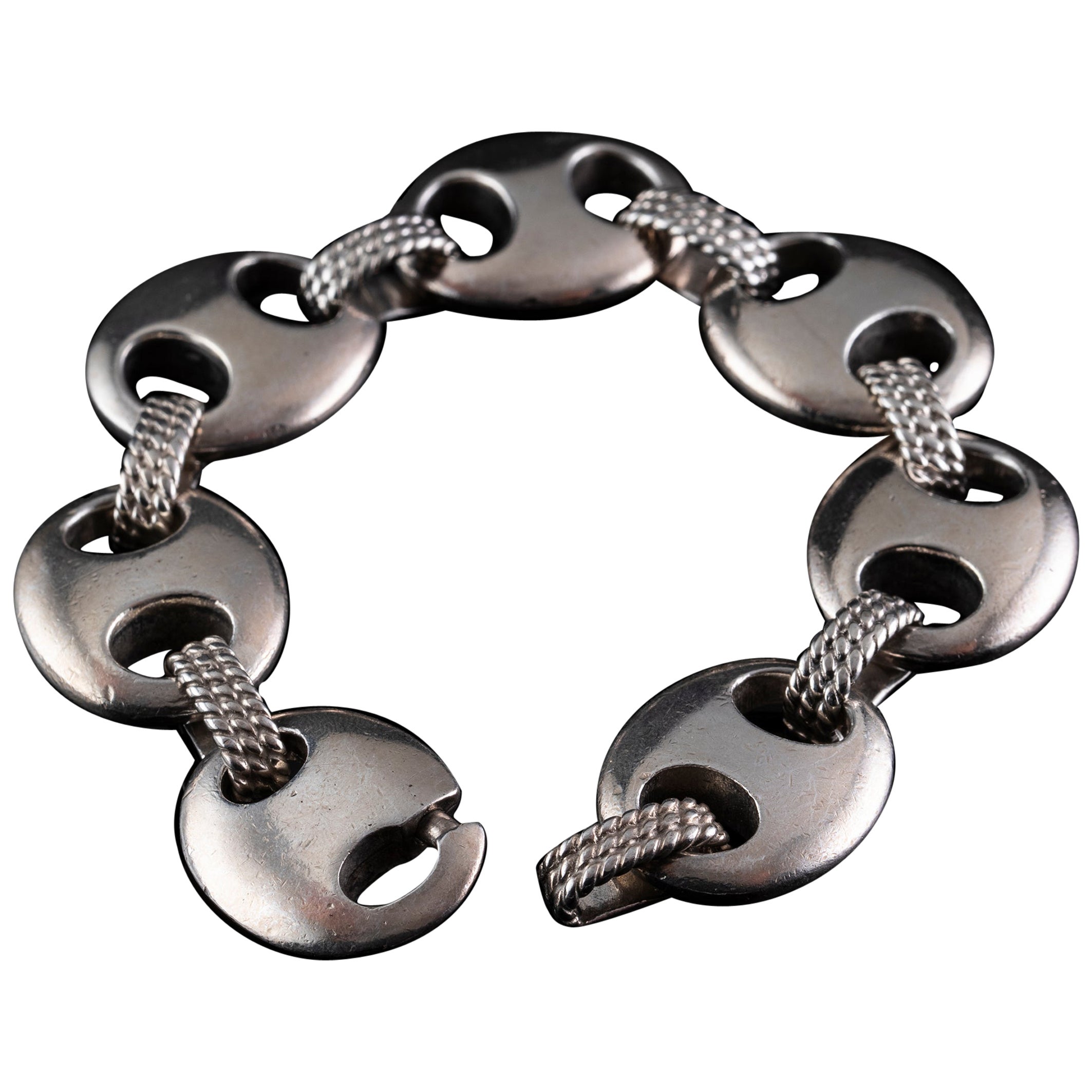 Hermès Silver Bracelet "Chaine Grain De Cafe" For Sale