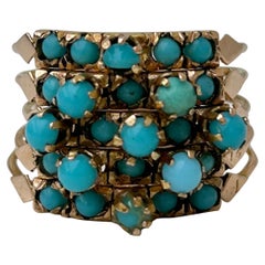 Vintage Turquoise and Gold Multirow Hareem Ring
