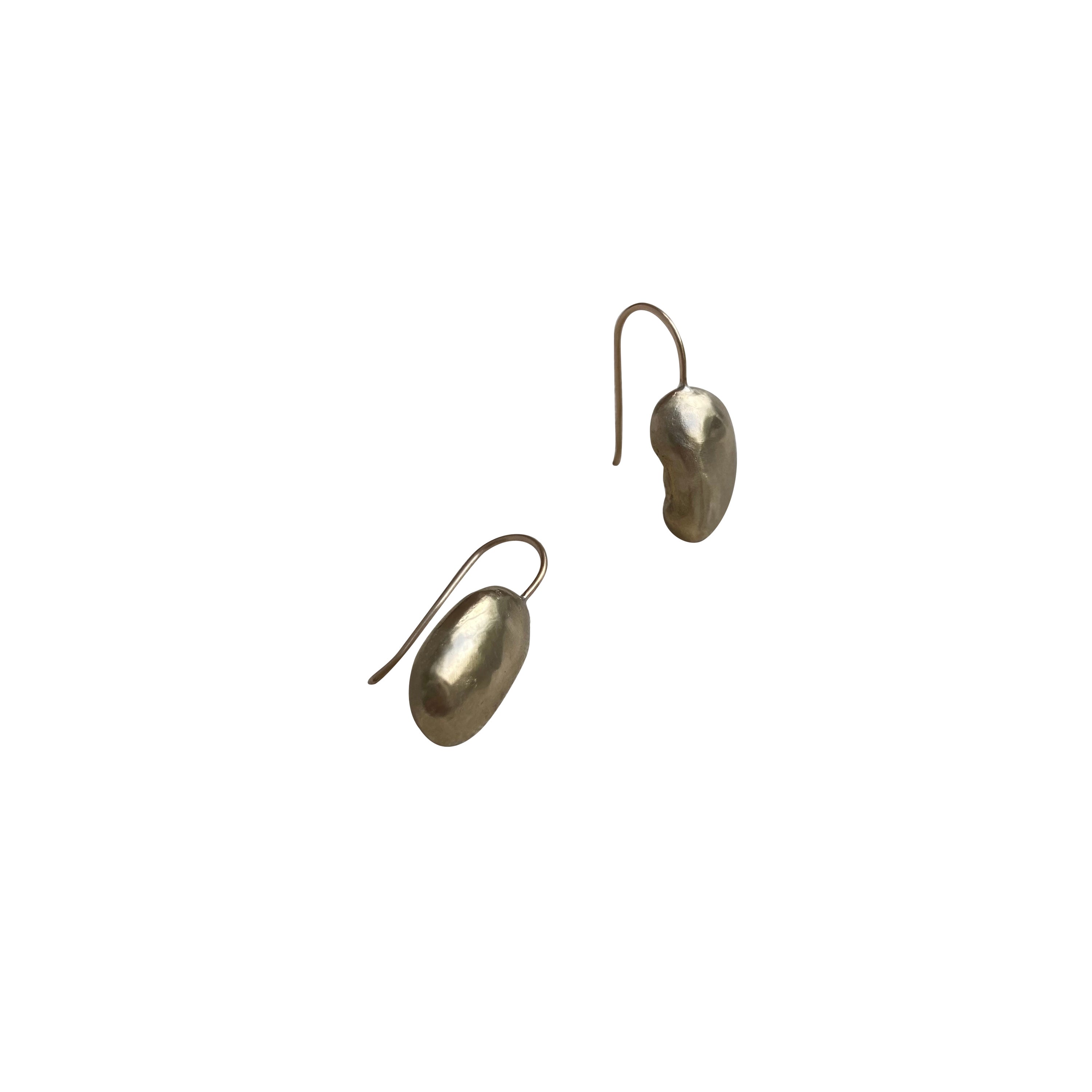 Golden Brass Butter Bean Earrings For Sale