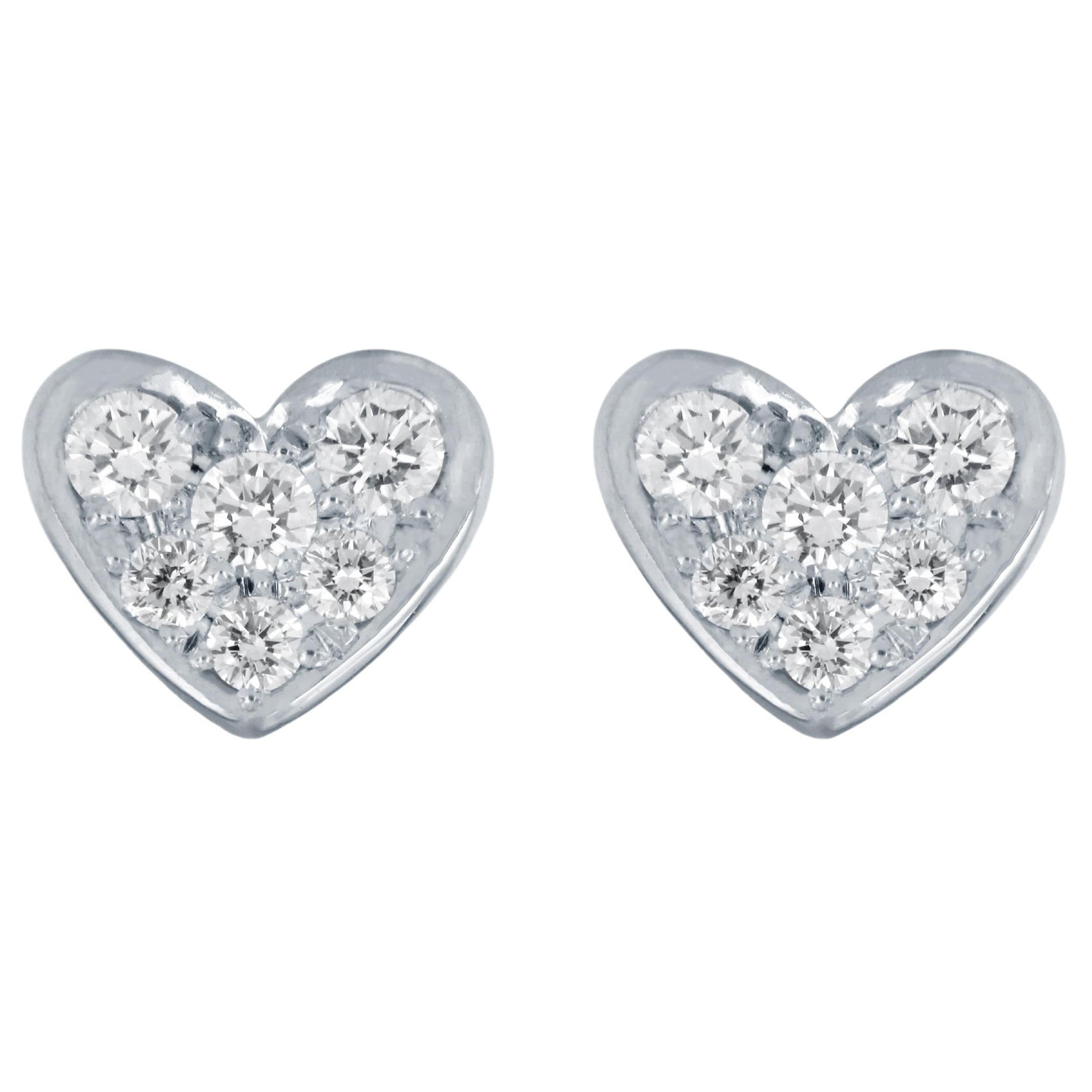 Tiffany & Co. Sentimental Heart White Gold Earrings with Diamonds For Sale