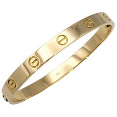 Cartier Love Collection 18 Karat Yellow Gold Bangle Bracelet with Screwdriver