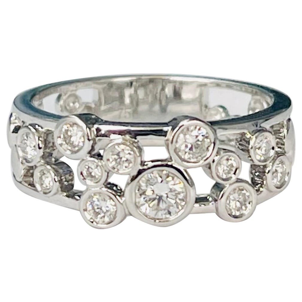 White Diamond Band in 18k White Gold For Sale