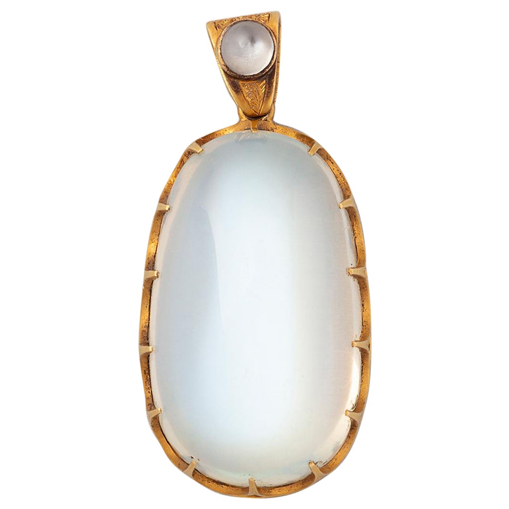 !8 Carat Gold Victorian Pendant with Moonstone For Sale