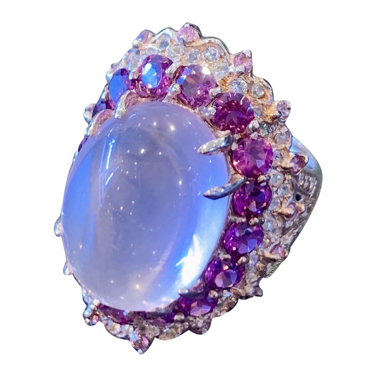 Bochic “Capri” Candy Cocktail Ring, Rose Quartz, Amethyst & White Topaz For Sale