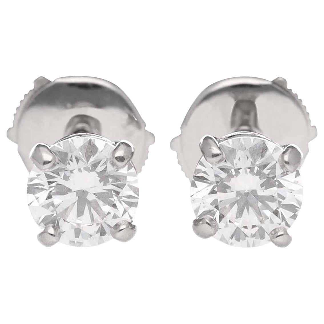 BVLGARI Diamonds 0.77 Carat E-VS2 / 0.78ct E-VS2 Roman Amor Studs Earrings For Sale