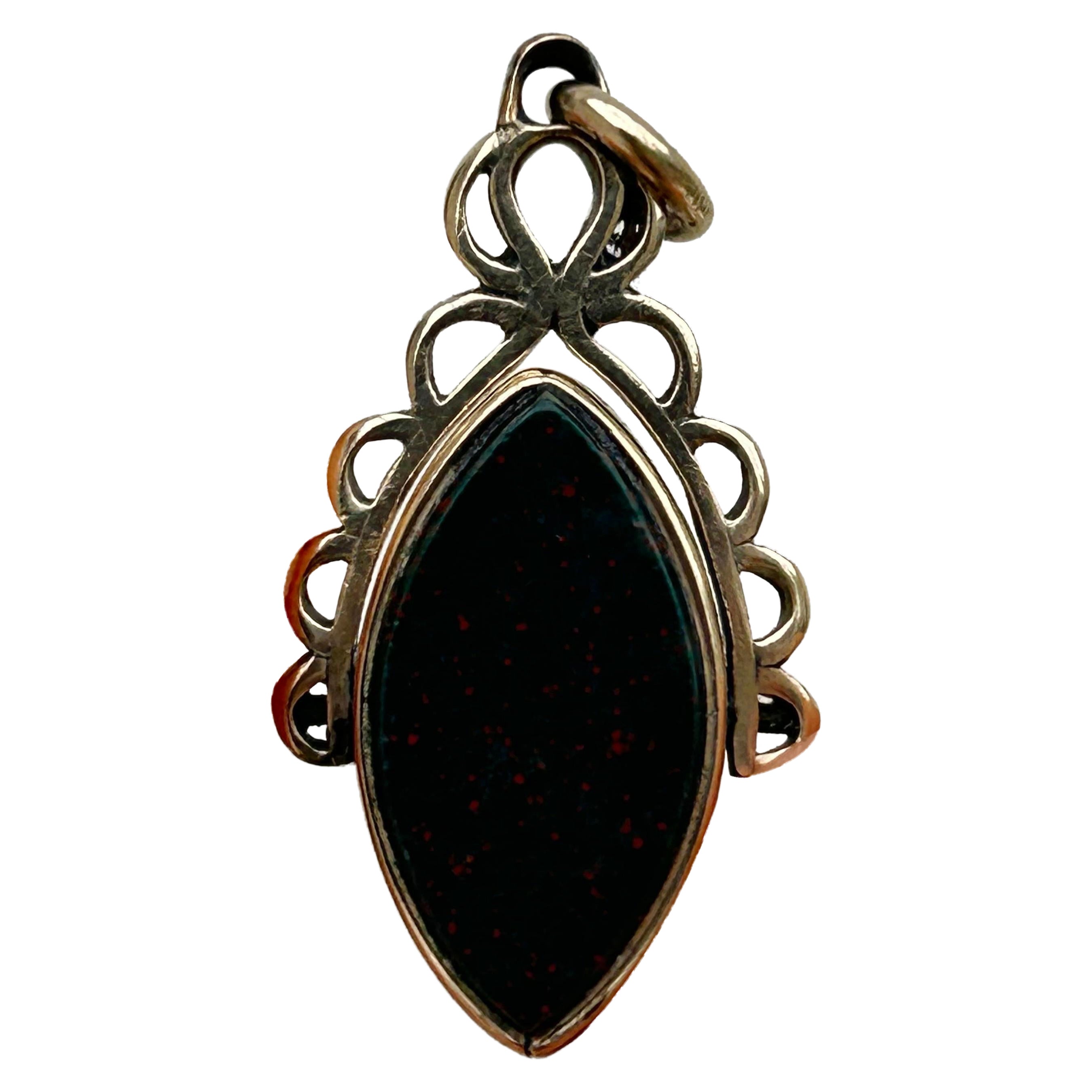 Antique Carnelian and Bloodstone 9 Carat Yellow Gold Spinning Fob Pendant For Sale