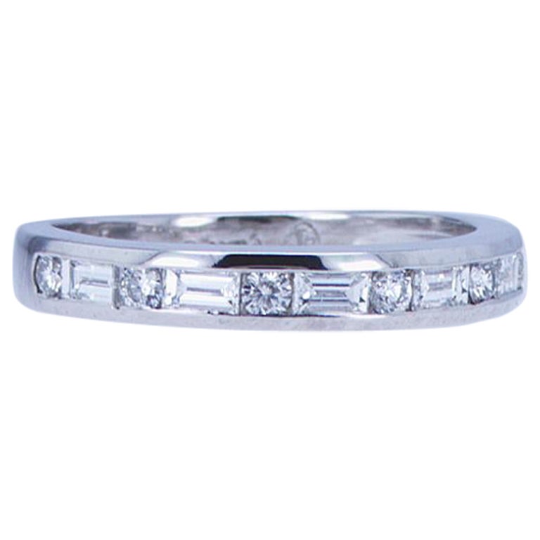 For Sale:  Baguette and Round Diamond Partway Band