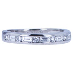 Baguette and Round Diamond Partway Band