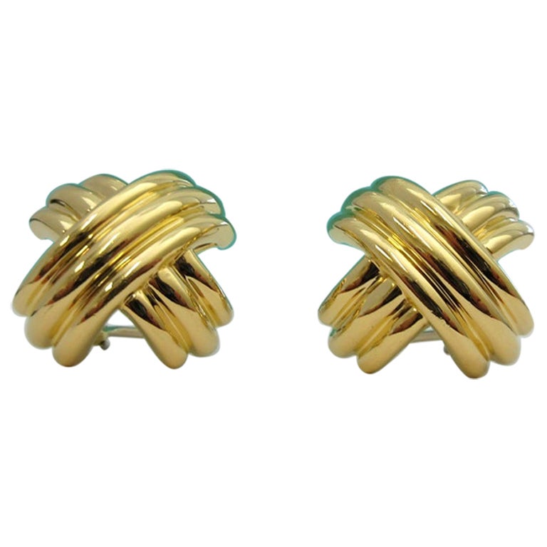 TIFFANY and Co. 18K Gold ClipOn Signature X Earrings Extra Large For