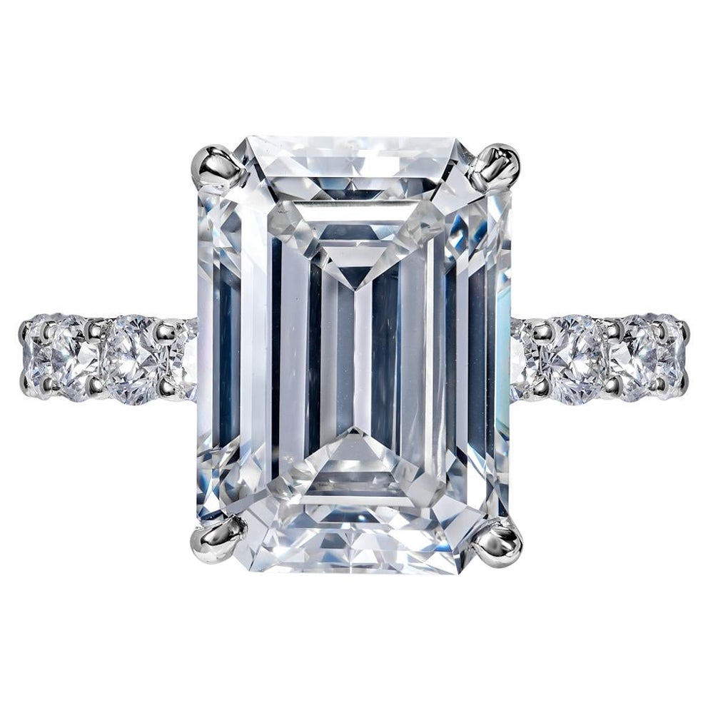 10 Carat Emerald Cut Diamond Engagement Ring GIA Certified G IF
