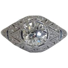 1.01 Carat Diamond Sapphire Platinum Butterfly Ring 