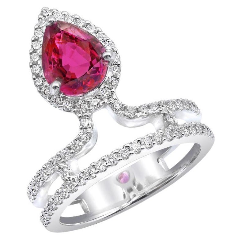 GIA Certified 1.93 Carat Natural Unheated Ruby Diamond 14KWG Ring, Gold Jewelry