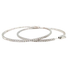 Roman + Jules Round Diamond Hoops Set in 14k White Gold Post