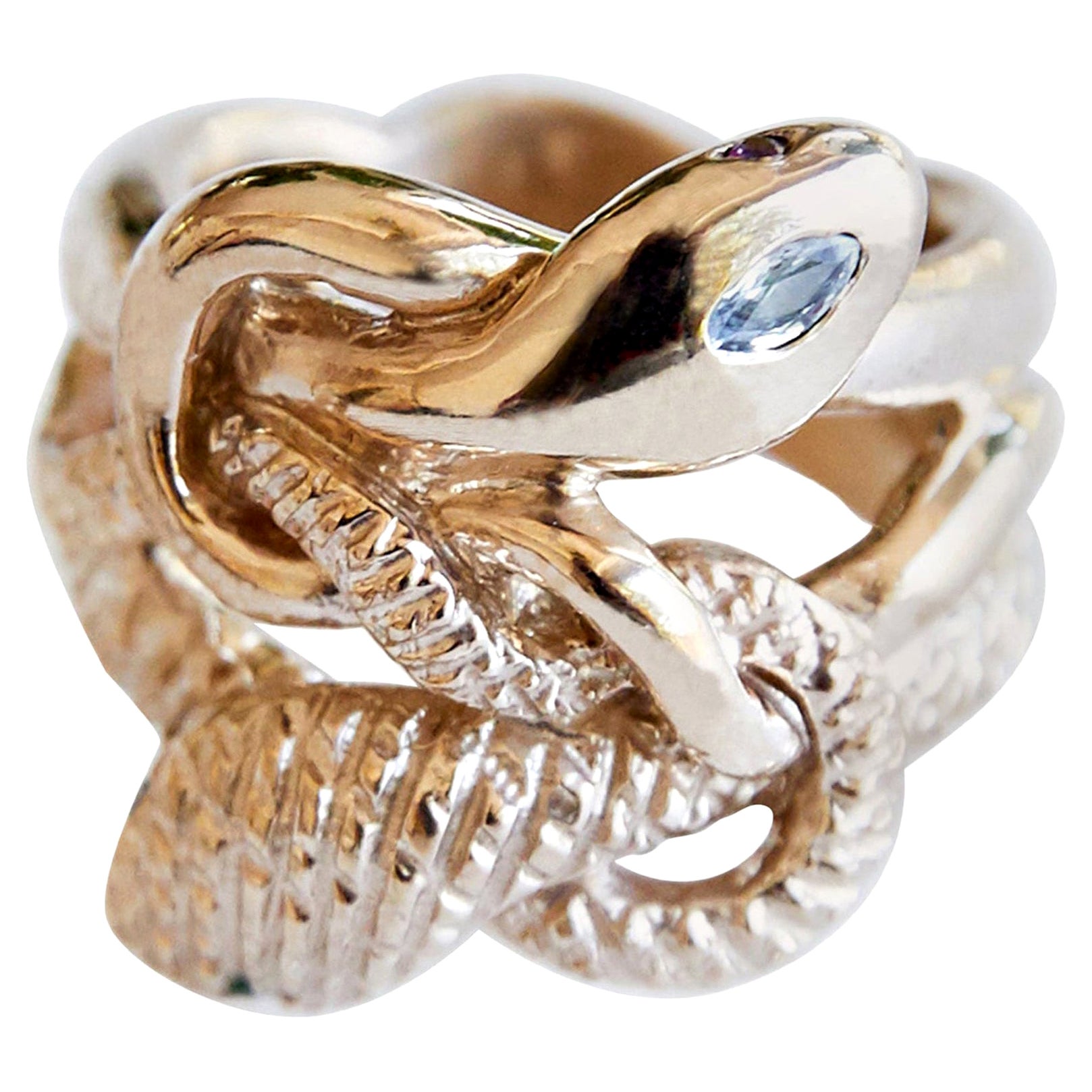 Weißer Diamant Marquise Smaragd Schlangenring Cocktail-Ring Bronze J Dauphin im Angebot