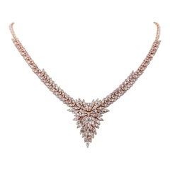 5.66 Carat Round Brilliant Pink Diamond Necklace 14k Rose Gold