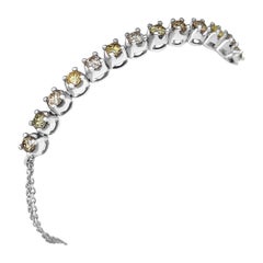 NO RESERVE - 1.07cttw Fancy Color Diamond Tennis, 14K White Gold Bracelet