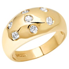 Anello in oro giallo 14k e 7 diamanti a cupola