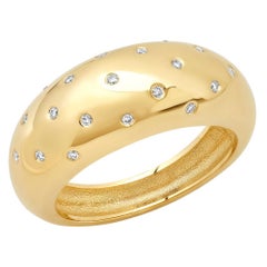 14k Yellow Gold 19 Diamond Gypsy Dome Ring