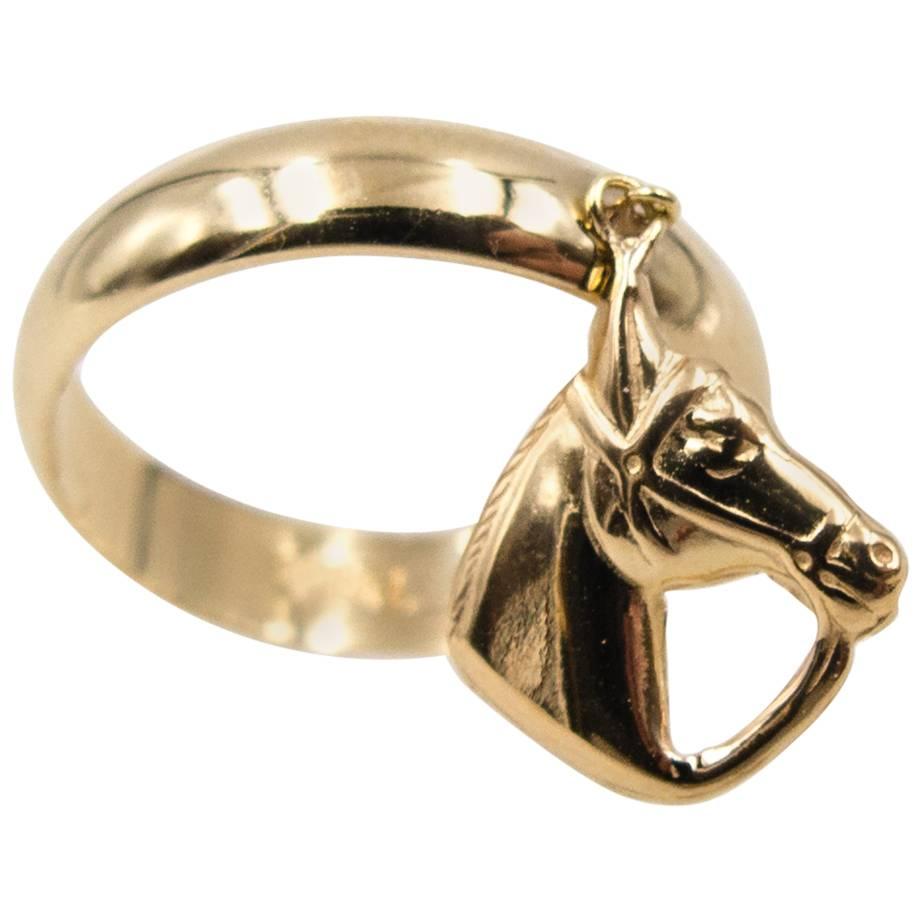 Elegant Equine Gold Charm Ring