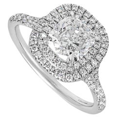 Tiffany & Co. Platinum Cushion Cut Diamond Soleste Ring 1.55ct G/VS1
