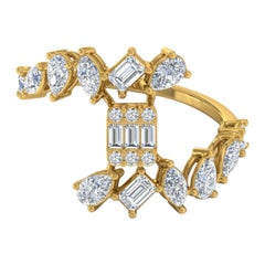 1.6 Carat SI Clarity HI Color Pear Emerald Cut Diamond Ring 14 Karat Yellow Gold