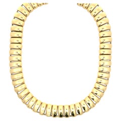 14 Karat Yellow Gold Wide Collar Link Necklace 110.8 Grams