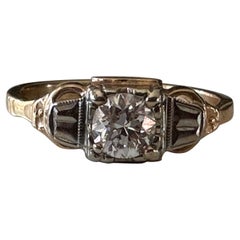 Art Deco Diamond Solitaire Two-Tone Bow Ring