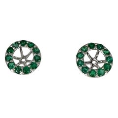 Emerald Gemstone Earrings Jackets for Stud Earrings 18 Karat White Gold