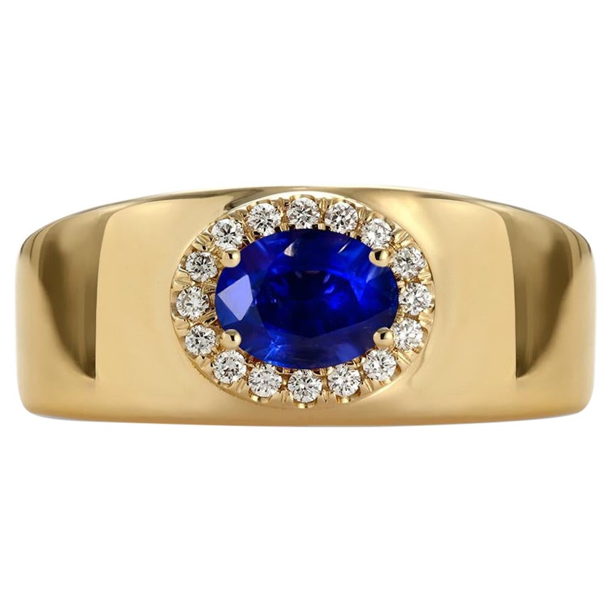 For Sale:  Mark Henry Classic Blue Sapphire and Diamond Cigar Band, 18k