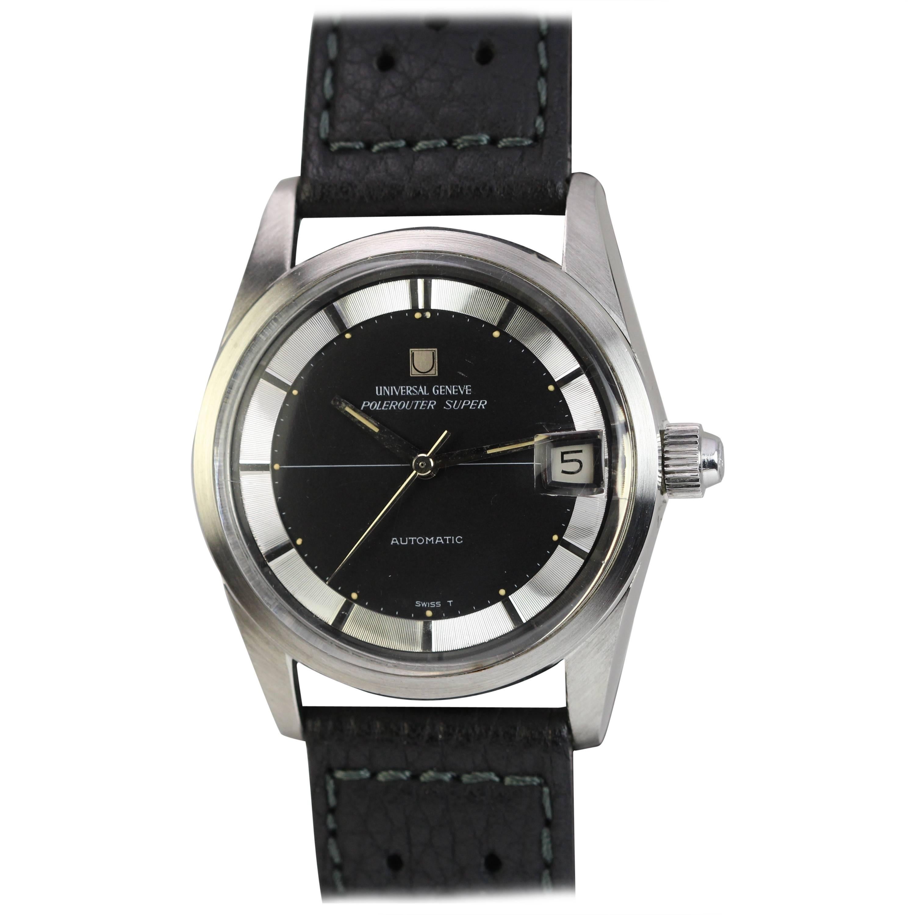 Universal Geneve Stainless Steel "Polerouter Super" Automatic Wristwatch