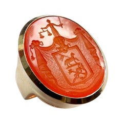 Used 14k Gold Large Carnelian Justice Intaglio Signet Ring