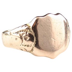 Chunky Antique 9k Rose Gold Signet Ring, Art Deco