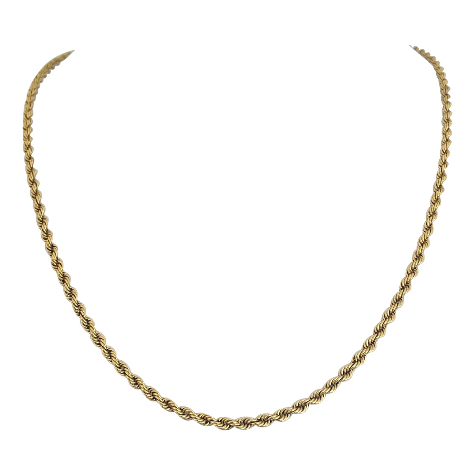 14 Karat Yellow Gold Solid Heavy Rope Chain Necklace For Sale at 1stDibs