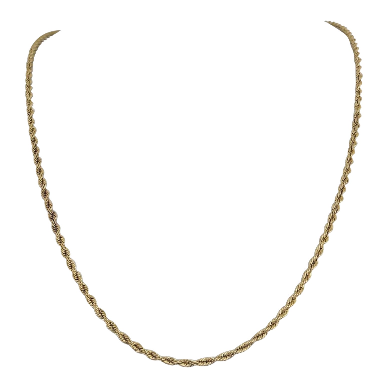 14 Karat Yellow Gold Solid Twisted Serpentine Tinsel Chain Necklace For